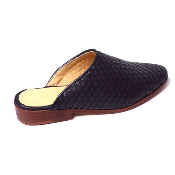 🆕 NISOLO Ama Woven Slip On Mules Flats Shoes Cushioned Black Leather 5 - Picture 10 of 14